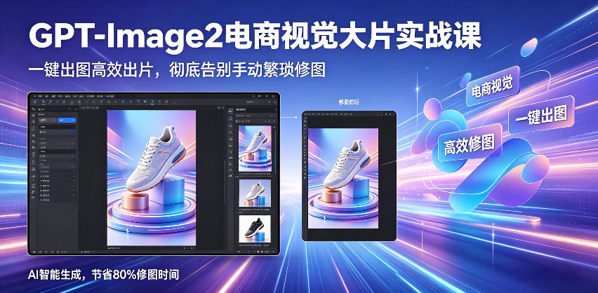 GPT-Image2电商视觉大片实战课，一键出图高效出片，彻底告别手动繁琐修图-冒泡网