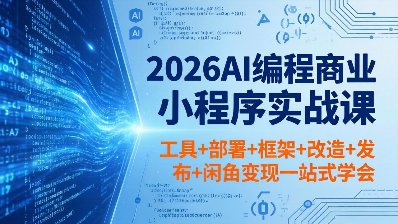 2026AI编程商业小程序实战课，工具+部署+框架+改造+发布+闲鱼变现一站式学会-冒泡网