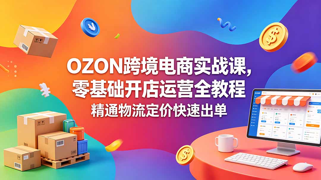 OZON 跨境电商实战课，零基础开店运营全教程，精通物流定价快速出单-冒泡网
