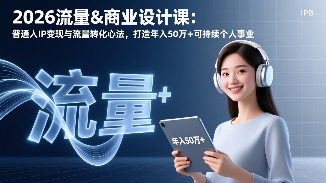 2026流量&商业设计课：普通人IP变现与流量转化心法，打造年入50万+可持续个人事业-冒泡网
