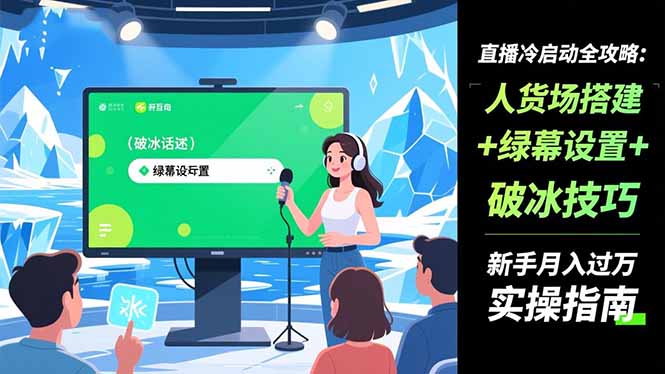直播冷启动全攻略:人货场搭建+绿幕设置+破冰技巧，新手月入过万实操指南-冒泡网