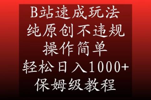 B站速成玩法，纯原创不违规，操作简单，轻松日入1000+，保姆级教程【揭秘】-冒泡网