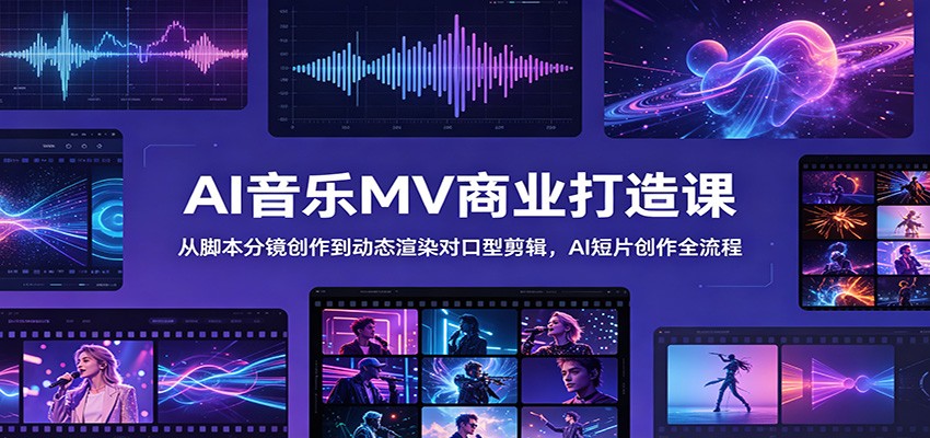 AI音乐MV商业打造课：从脚本分镜创作到动态渲染对口型剪辑，AI短片创作全流程-冒泡网