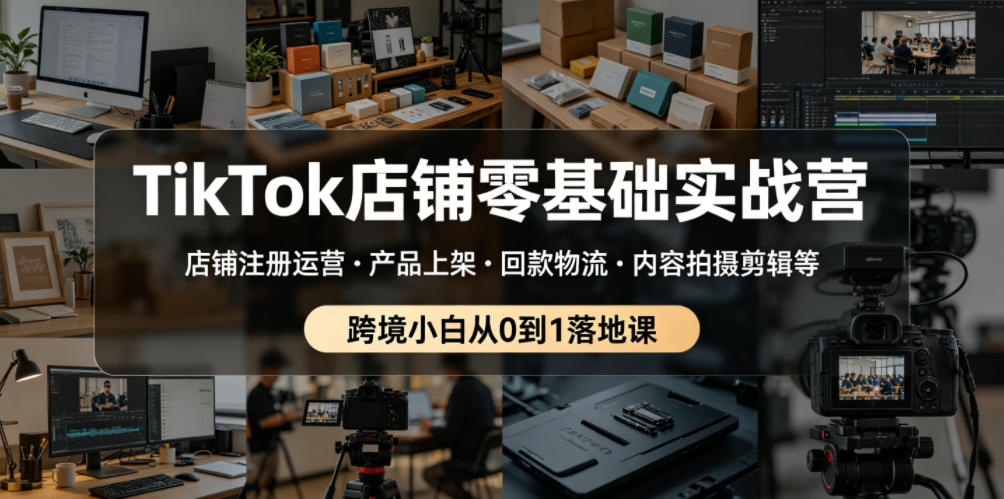 TikTok店铺零基础实战营，店铺注册运营・产品上架・回款物流・内容拍摄剪辑等 ，跨境小白从0到1落地课-冒泡网