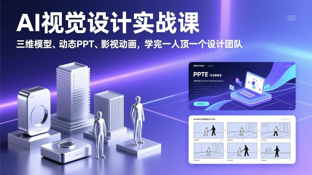 AI视觉设计实战课，三维模型、动态PPT、影视动画，学完一人顶一个设计团队-冒泡网