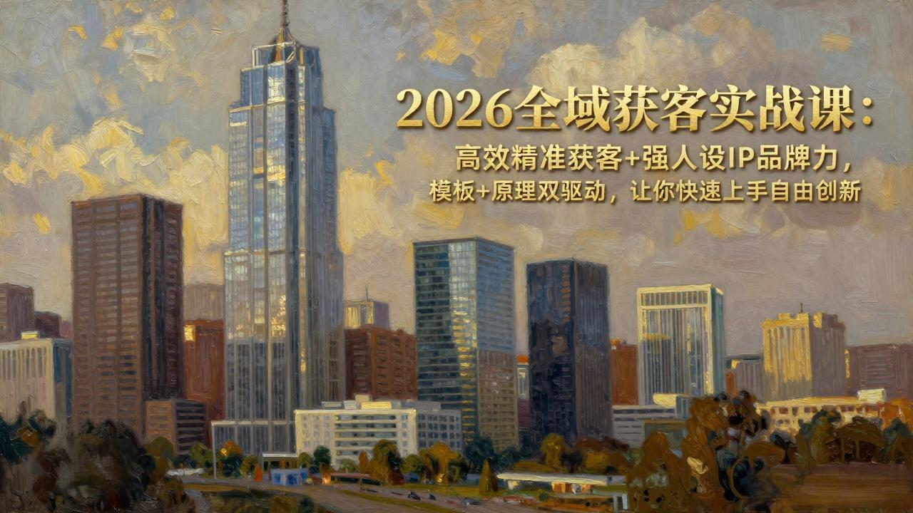 2026全域获客实战课：高效精准获客+强人设IP品牌力，模板+原理双驱动，让你快速上手自由创新-冒泡网