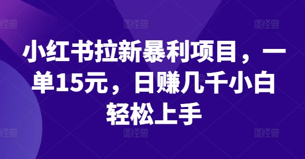 小红书拉新暴利项目，一单15元，日赚几千小白轻松上手【揭秘】-冒泡网