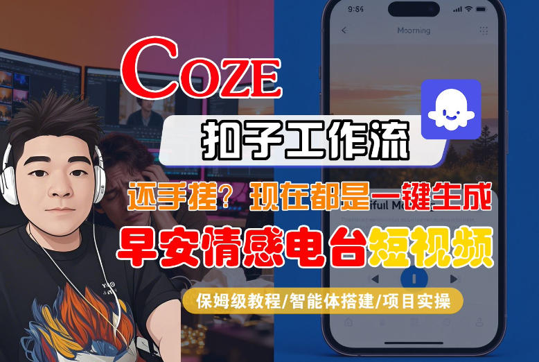 【Coze工作流搭建实操教程】【coze】早安情感电台日签视频还在手动做？用扣子工作流自动生成，省时90%-冒泡网