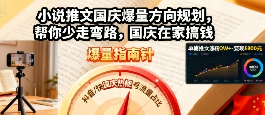 小说推文国庆爆量方向规划，帮你少走弯路，国庆在家搞钱-冒泡网