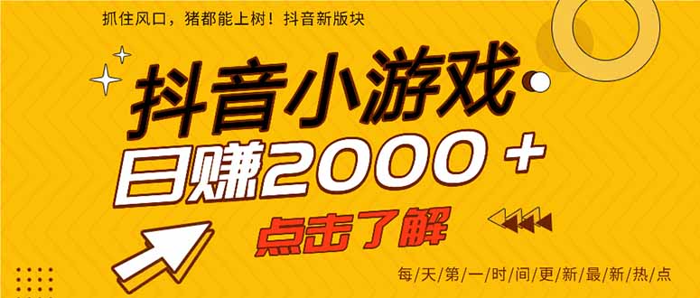 2025年爆火的抖音小游戏项目,一部手机日入2000+-冒泡网