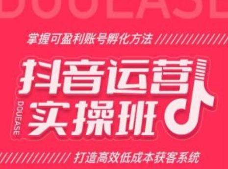 抖音运营实操班，掌握可盈利账号孵化方法，打造高效低成本获客系统-冒泡网