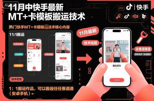 11月中快手最新MT+卡模板搬运技术，1：1搬运作品，可以搬运任何赛道(安卓手机)-冒泡网