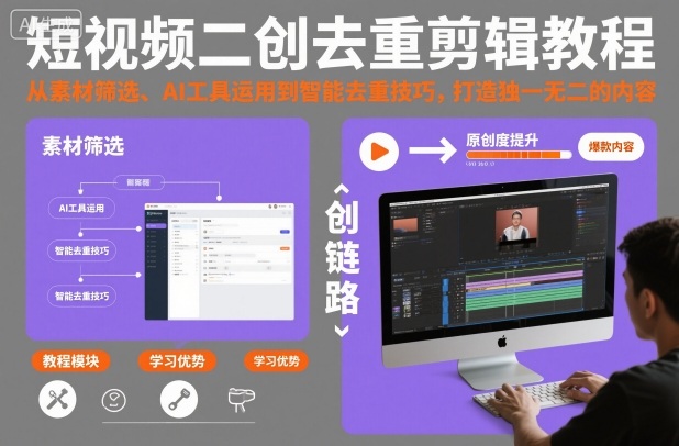 短视频二创去重剪辑教程，从素材筛选、AI工具运用到智能去重技巧，打造独一无二的内容-冒泡网