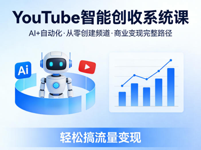 YouTube智能创收系统课，AI+自动化，从零创建YouTube频道并实现商业变现的完整路径，轻松搞流量变现-冒泡网