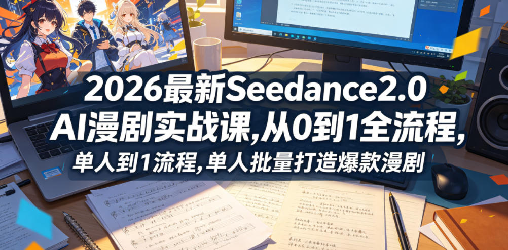 2026最新Seedance2.0 AI漫剧实战课,，从0到1全流程，单人批量打造爆款漫剧-冒泡网