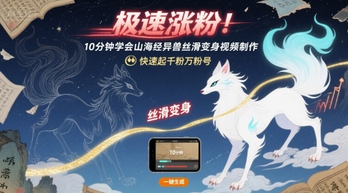 极速涨粉！10分钟学会山海经异兽丝滑变身视频制作，快速起千粉万粉号-冒泡网