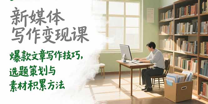 新媒体写作变现课，爆款文章写作技巧，选题策划与素材积累方法-冒泡网