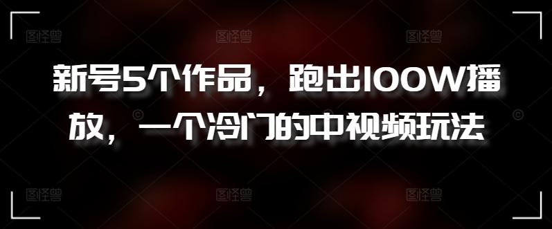 新号5个作品，跑出100W播放，一个冷门的中视频玩法【揭秘】-冒泡网