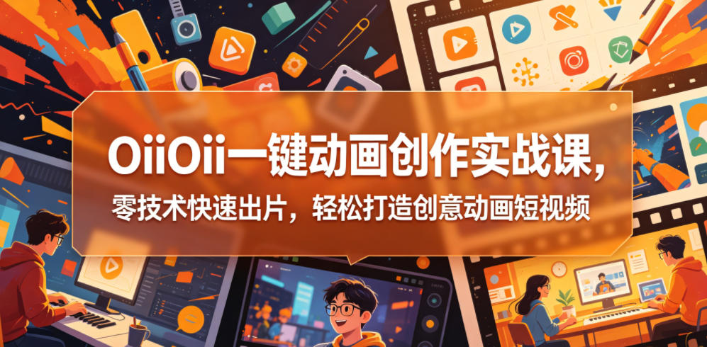 OiiOii一键动画创作实战课，零技术快速出片，轻松打造创意动画短视频-冒泡网