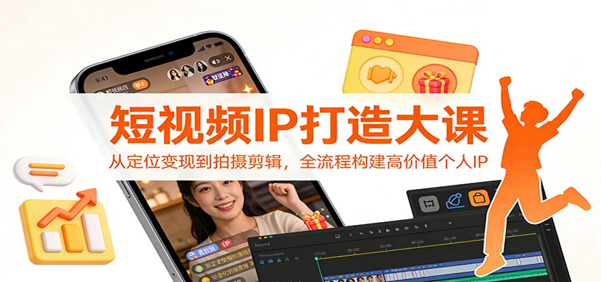 短视频IP打造大课：从定位变现到拍摄剪辑，全流程构建高价值个人IP-冒泡网