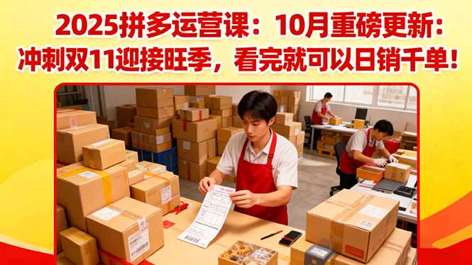 2fd954f3b21b59055d09f8ea51ba4df0.jpeg 2025拼多多运营课:10月重磅更新:冲刺双11迎接旺季,看完就可以日销千单