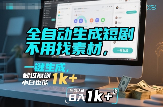 全自动生成短剧,不用找素材,不用剪辑,一键生成,秒过原创,小白也能轻松日入1k+【揭秘】-冒泡网
