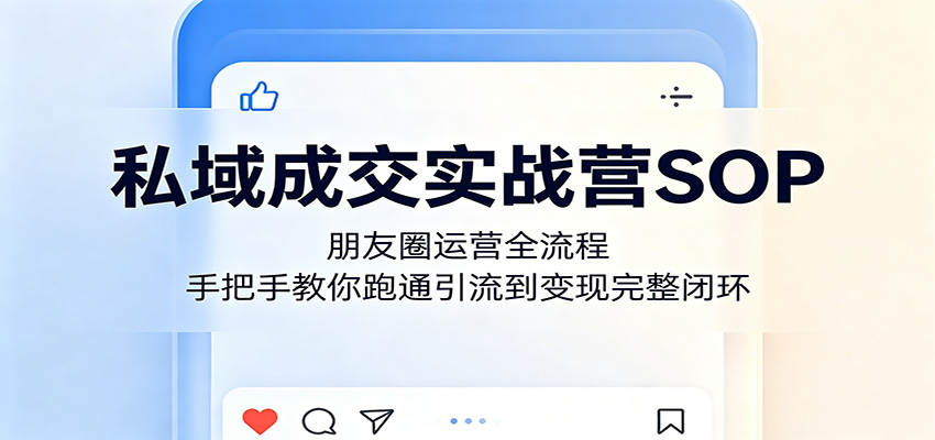 私域成交实战营SOP：朋友圈运营全流程，手把手教你跑通引流到变现完整闭环-冒泡网