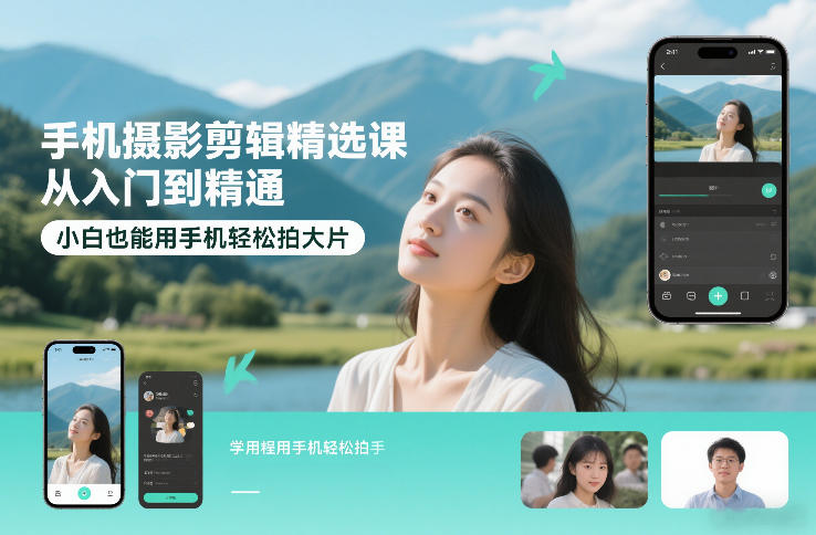 30ec02aa36984331ab67d37dfbcc334b.jpeg 手机摄影剪辑精选课,从入门到精通,小白也能用手机轻松拍大片