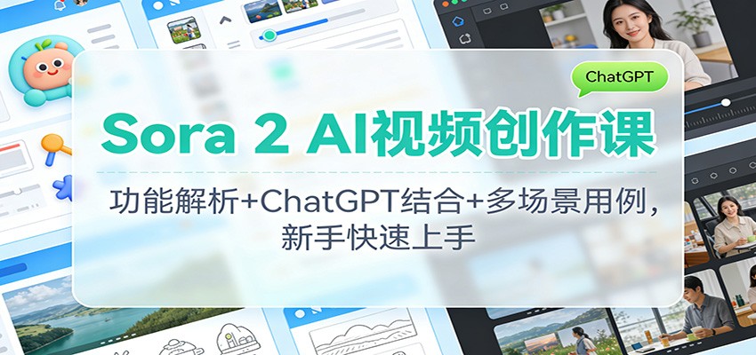 Sora 2 AI视频创作课：功能解析+ChatGPT结合+多场景用例，新手快速上手-冒泡网