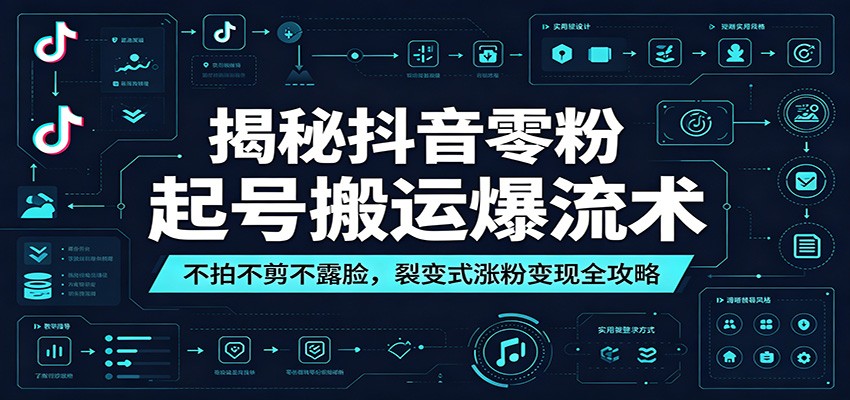 揭秘抖音零粉起号搬运爆流术：不拍不剪不露脸，裂变式涨粉变现全攻略-冒泡网