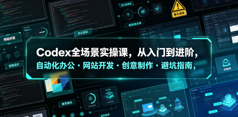 Codex全场景实操课,从入门到进阶,自动化办公・网站开发・创意制作・避坑指南,全流程教学-冒泡网