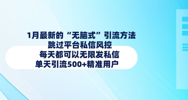 1月最新的无脑式引流方法，跳过平台私信风控，每天都可以无限发私信，单天引流500+精准用户-冒泡网