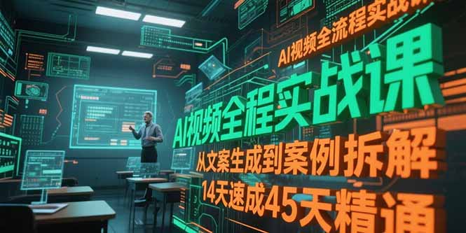 AI视频全流程实战课，从文案生成到案例拆解，14天速成45天精通-冒泡网
