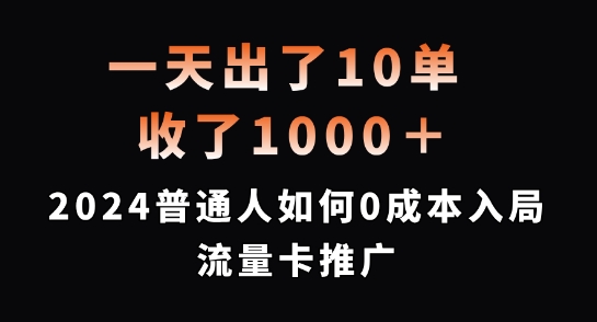 一天出了10单，收了1000+，2024普通人如何0成本入局流量卡推广【揭秘】-冒泡网
