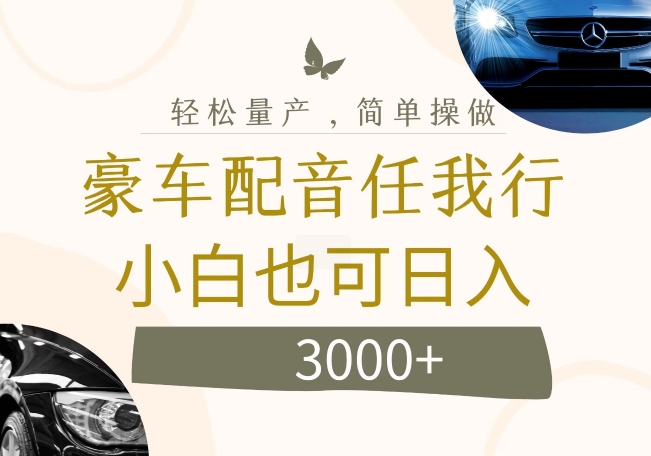 不为人知的暴力小项目，豪车配音，日入几张【揭秘】-冒泡网