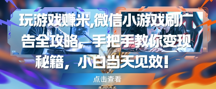 玩游戏挣米，微信小游戏刷广告全攻略，手把手教你变现秘籍，小白当天见效-冒泡网