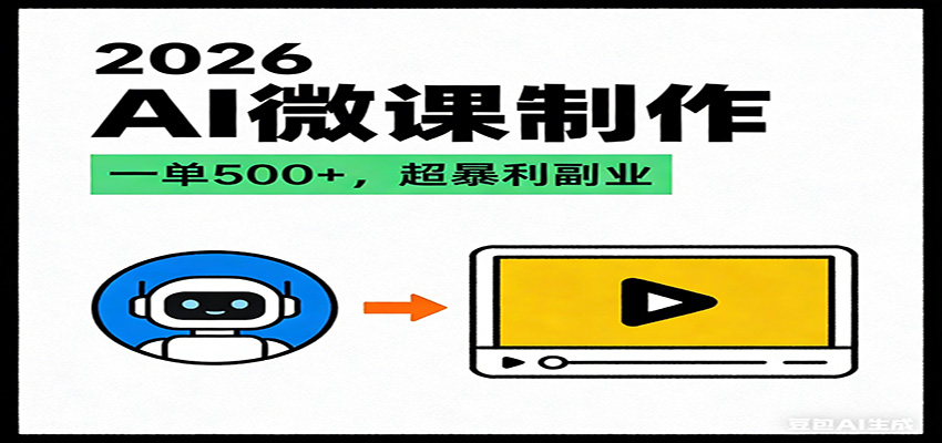 2026AI 风口最稳副业：微课代写制作，一单 500+，人人可做的蓝海项目-冒泡网
