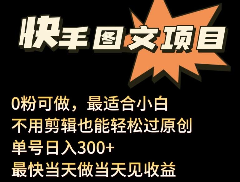 24年最新快手图文带货项目，零粉可做，不用剪辑轻松过原创单号轻松日入300+【揭秘】-冒泡网