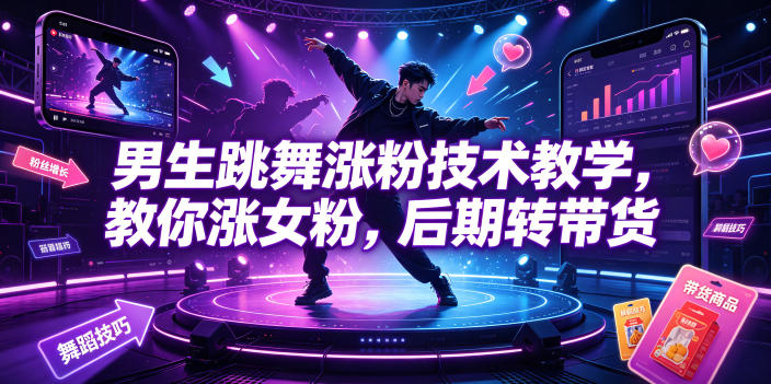 男生跳舞涨粉技术教学，教你涨女粉，后期转带货-冒泡网