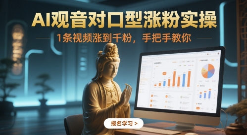 AI观音对口型涨粉实操，1条视频涨到千粉，手把手教你-冒泡网