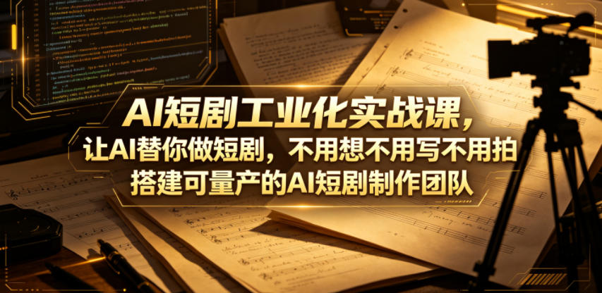 AI短剧工业化实战课，让AI替你做短剧，不用想不用写不用拍，搭建可量产的AI短剧制作团队-冒泡网