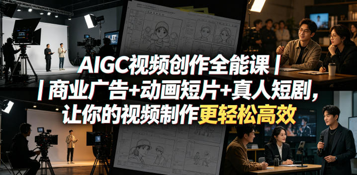 AIGC视频创作全能课|商业广告+动画短片+真人短剧,让你的视频制作更轻松高效-冒泡网