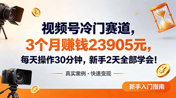 视频号冷门赛道，3个月变现23905元，新手2天学会 每天操作30分钟！-冒泡网