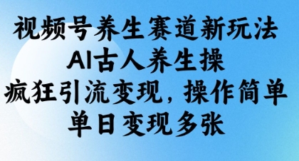 视频号养生赛道新玩法，AI古人养生操，疯狂引流变现，操作简单，单日变现多张-冒泡网