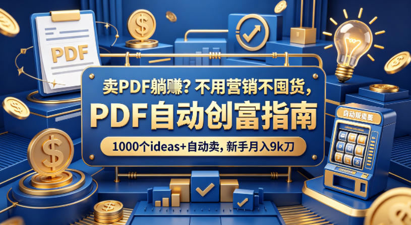 卖PDF躺賺？不用营销不囤货，PDF自动创富指南，1000个ideas+自动卖，新手月入9k刀【原创双语字幕】-冒泡网