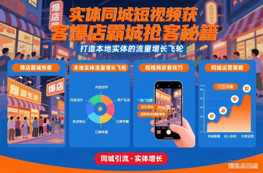 实体同城短视频获客爆店霸城抢客秘籍，打造本地实体的流量增长飞轮-冒泡网