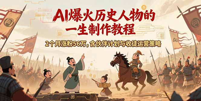 AI历史人物赛道课程，2个月涨粉56万，含伙伴计划与收徒运营策略-冒泡网
