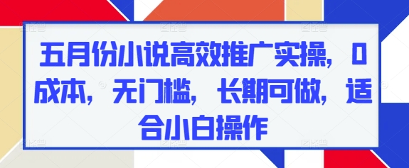 五月份小说高效推广实操，0成本，无门槛，长期可做，适合小白操作-冒泡网