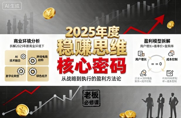 2025年度稳賺思维老板创业营，拆解2025年新商业环境下，企业实现持续盈利的核心密码-冒泡网