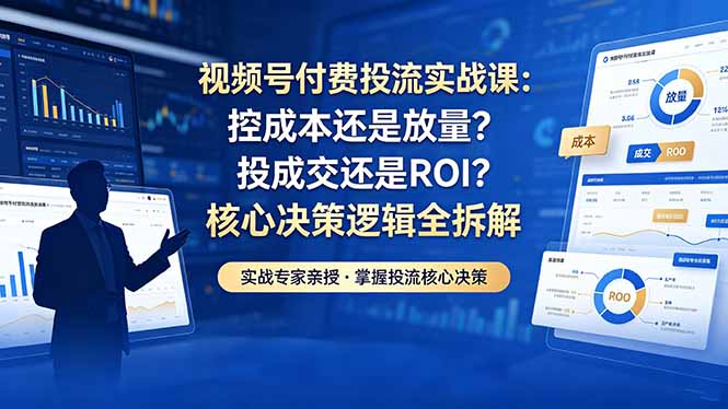 3eea7657189d2e8e36b8783669db4858.jpeg 视频号付费投流实战课-5月:控成本还是放量?投成交还是ROI?核心决策逻辑全拆解